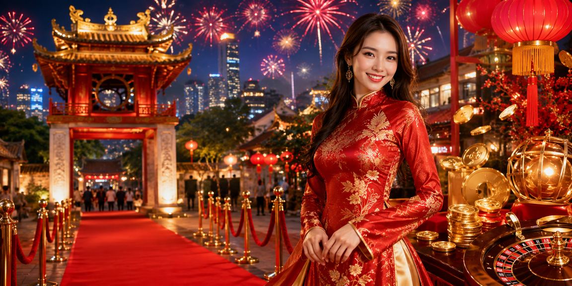 Người phụ nữ mặc áo dài tại Hà Nội đang xem danh mục trò chơi trực tuyến trên điện thoại