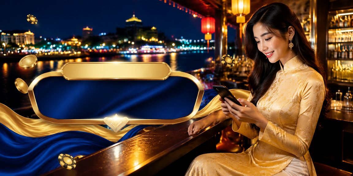 Người phụ nữ mặc áo dài tại vùng Mekong sử dụng điện thoại theo dõi kết quả thể thao và đặt cược trực tuyến